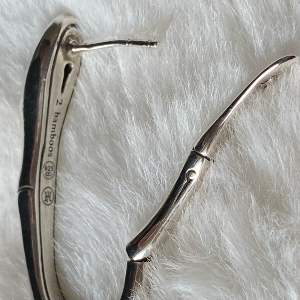 John Hardy Authentic Sterling Silver and Black Sapphire Earrings - Picture 11 of 12